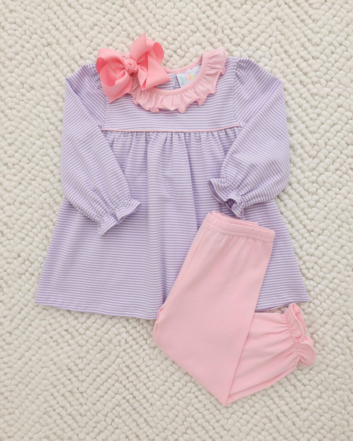 Audrey Bloomer Pants Set - Lavender Stripe/Light Pink
