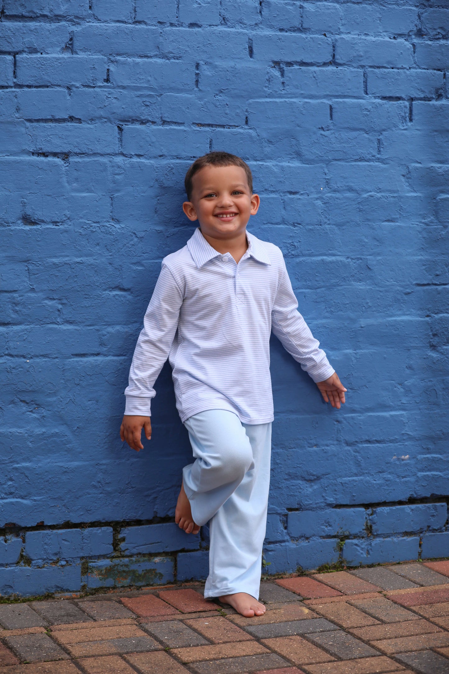 Michael Polo LS - Light Blue Stripe