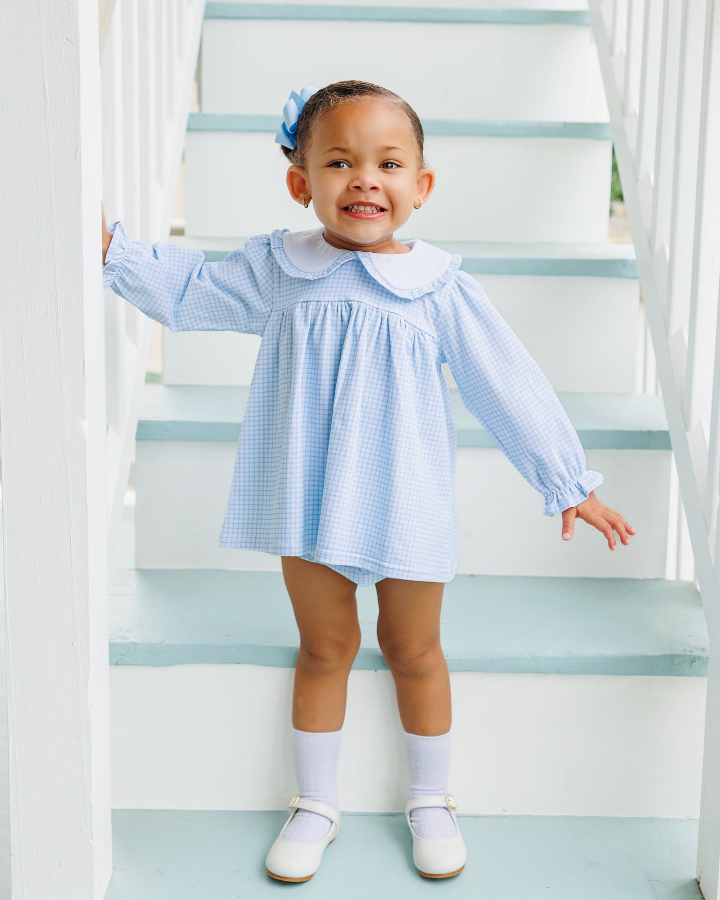 Catherine Diaper Set - Light Blue Windowpane