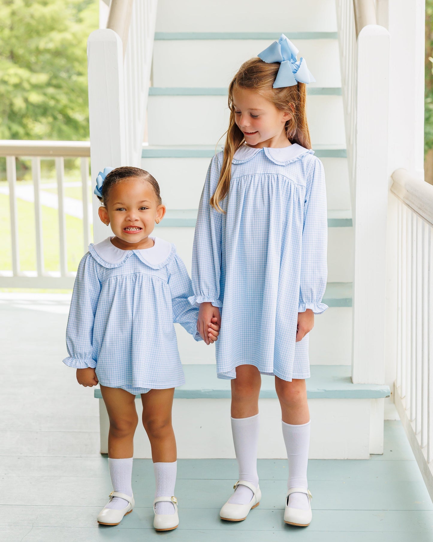 Catherine Diaper Set - Light Blue Windowpane