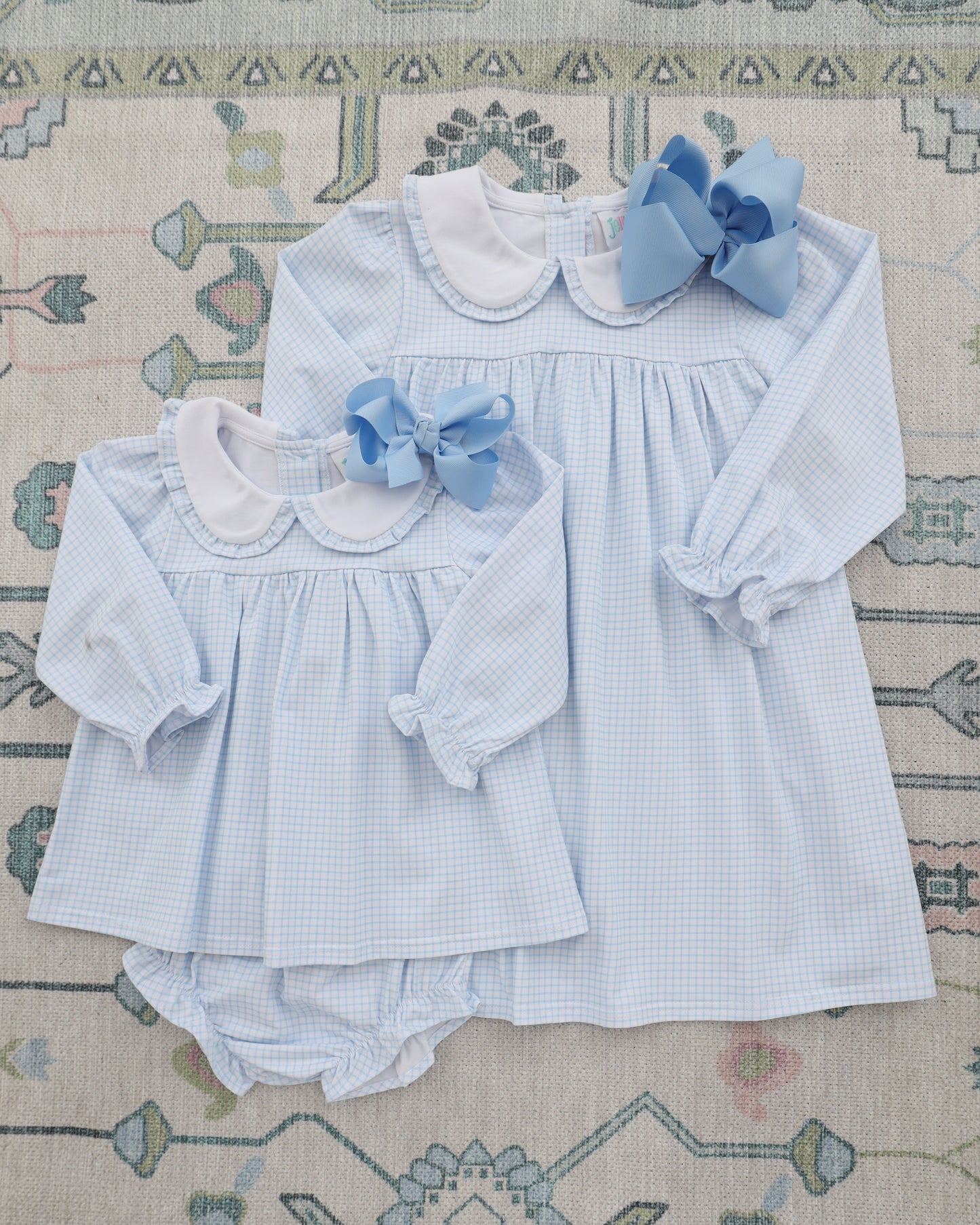 Catherine Diaper Set - Light Blue Windowpane