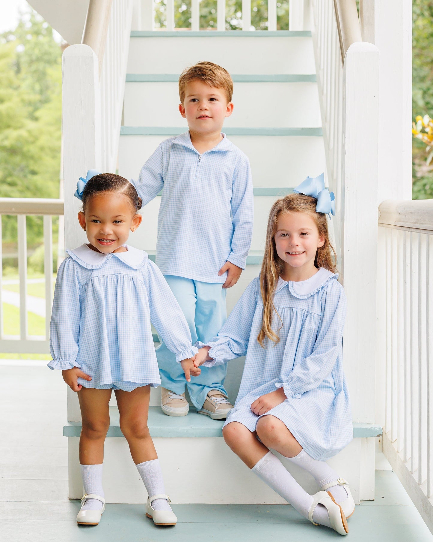 Catherine Dress - Light Blue Windowpane