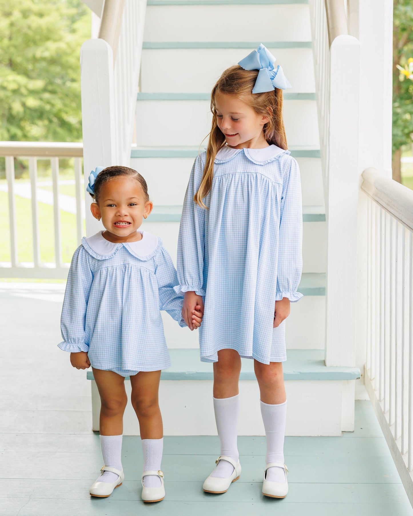 Catherine Dress - Light Blue Windowpane