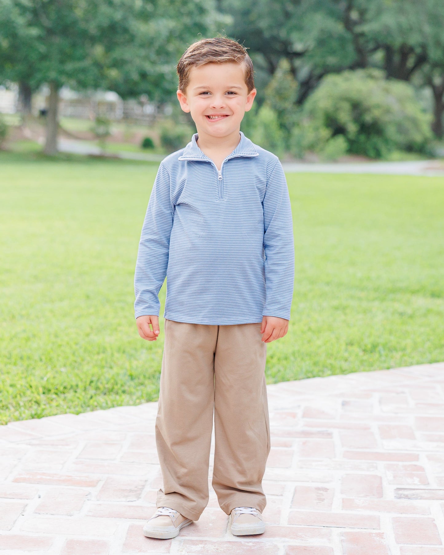 Evan Pullover - Dusty Blue Stripe
