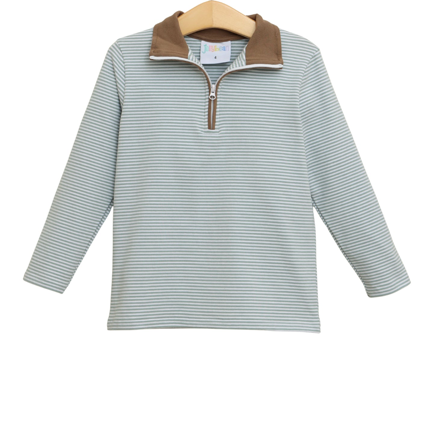Evan Pullover - Dusty Sage Stripe/Light Brown