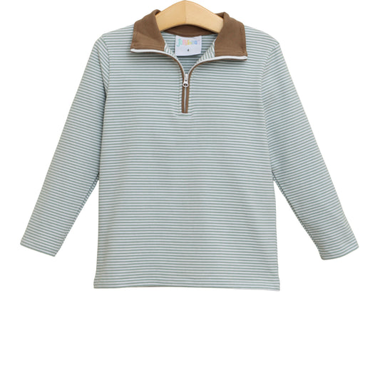 Evan Pullover - Dusty Sage Stripe/Light Brown