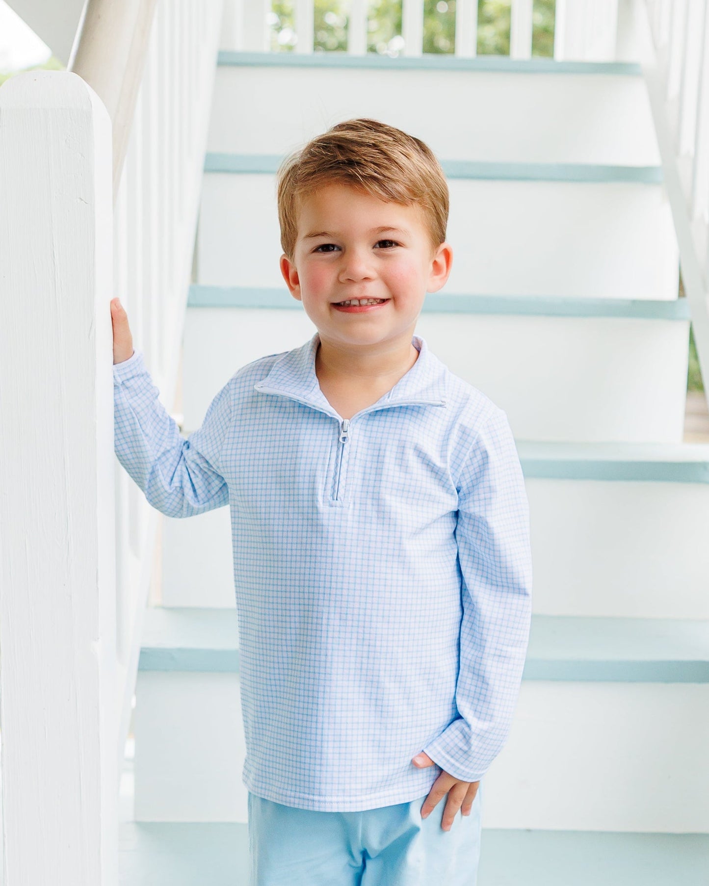 Evan Pullover - Light Blue Windowpane