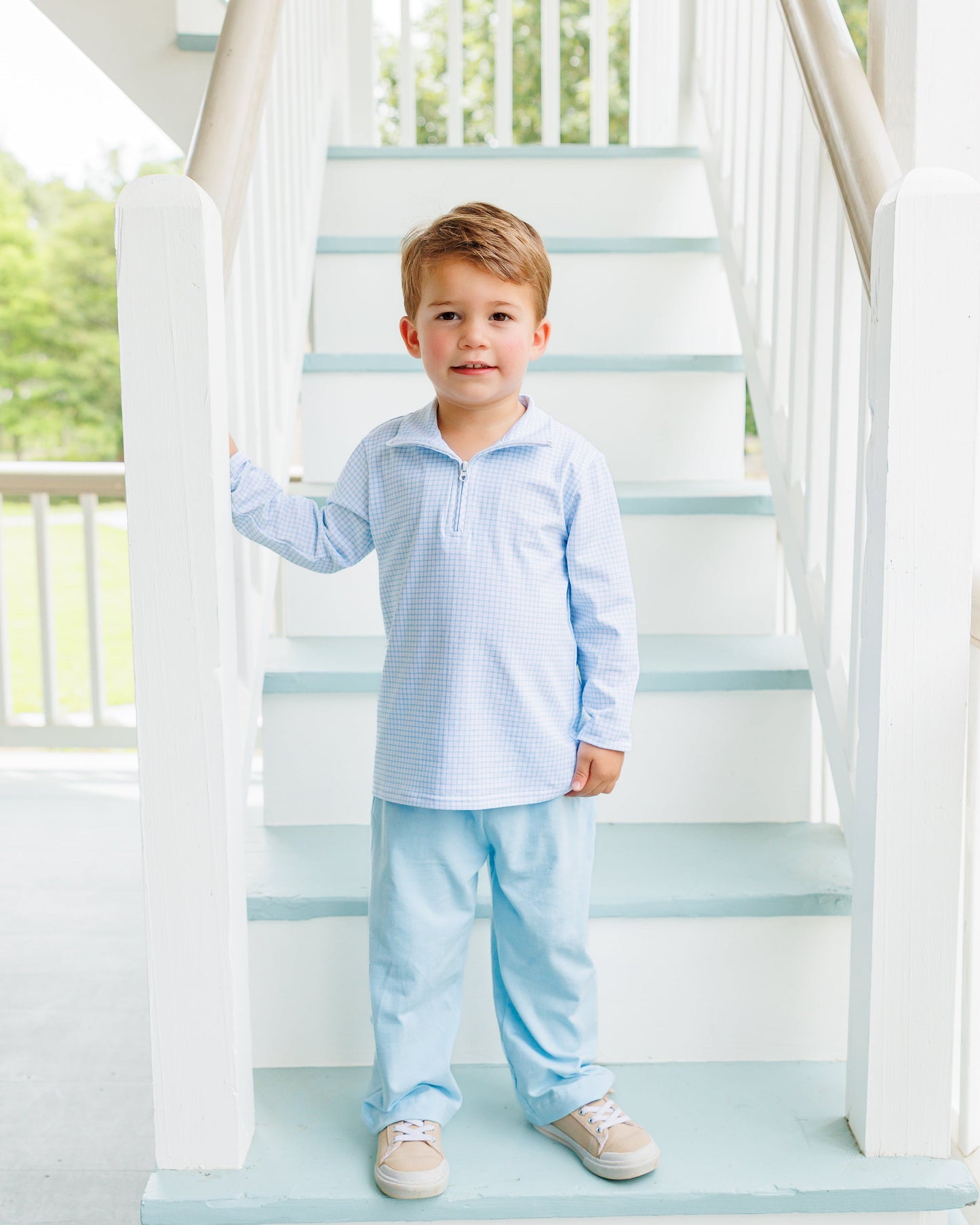 Evan Pullover - Light Blue Windowpane
