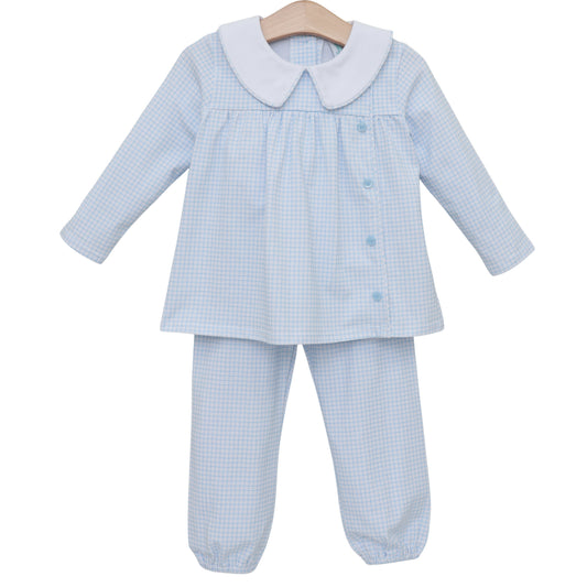 Liam Bloomer Pants Set - Light Blue Windowpane