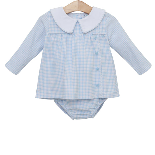 Liam Diaper Set - Light Blue Windowpane