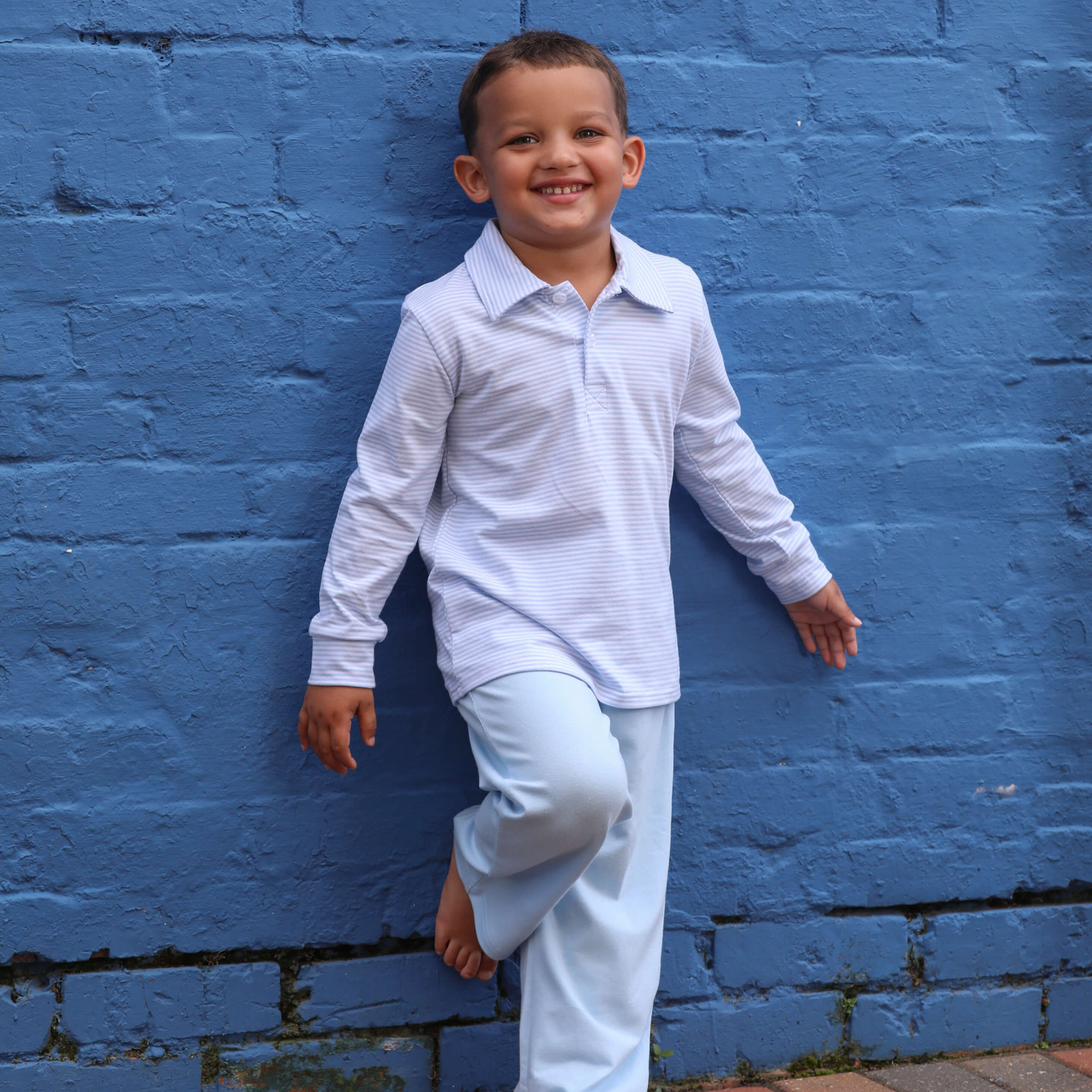 Michael Polo LS - Light Blue Stripe