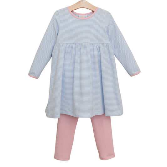 Sadie Pants Set - Light Blue Stripe/Light Pink