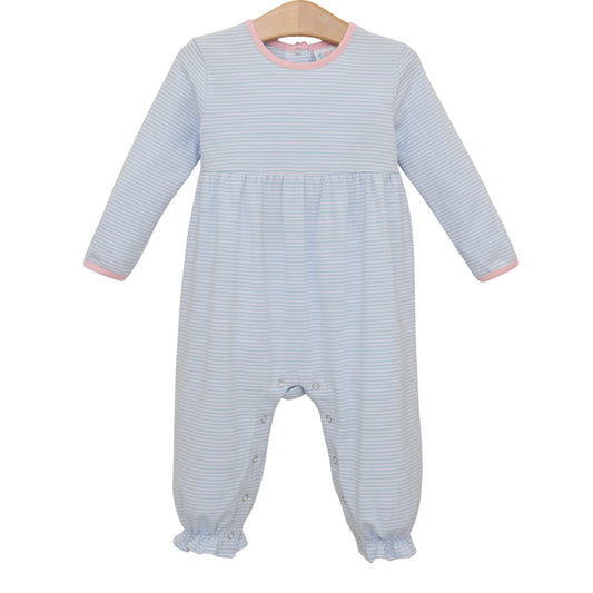 Sadie Romper - Light Blue Stripe/Light Pink
