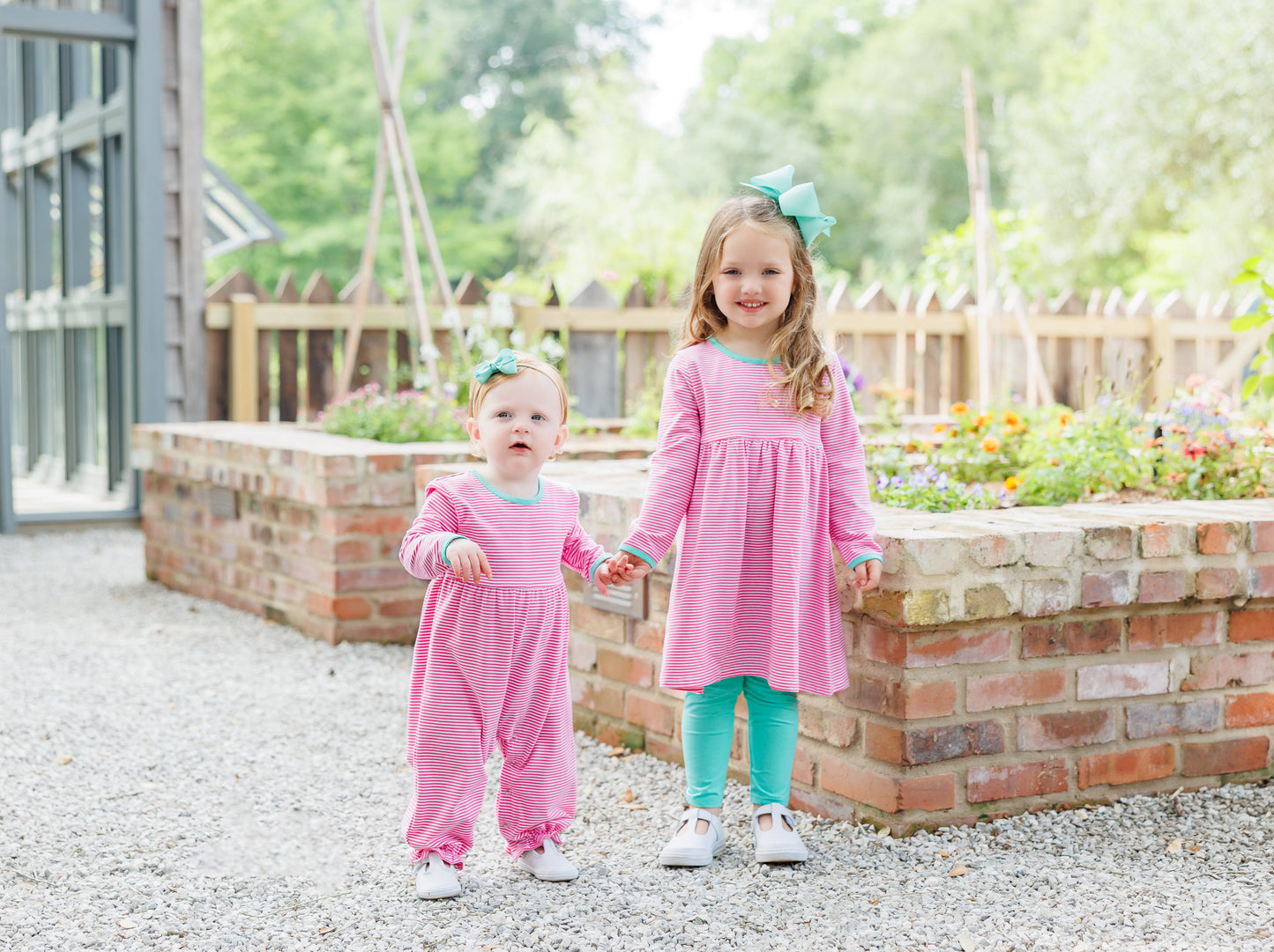 Sadie Romper - Pink Stripe/Mint