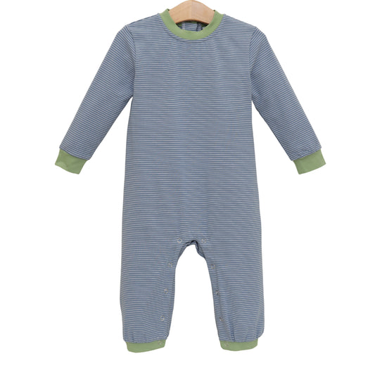 Thomas Romper - Dusty Blue Stripe/Sage